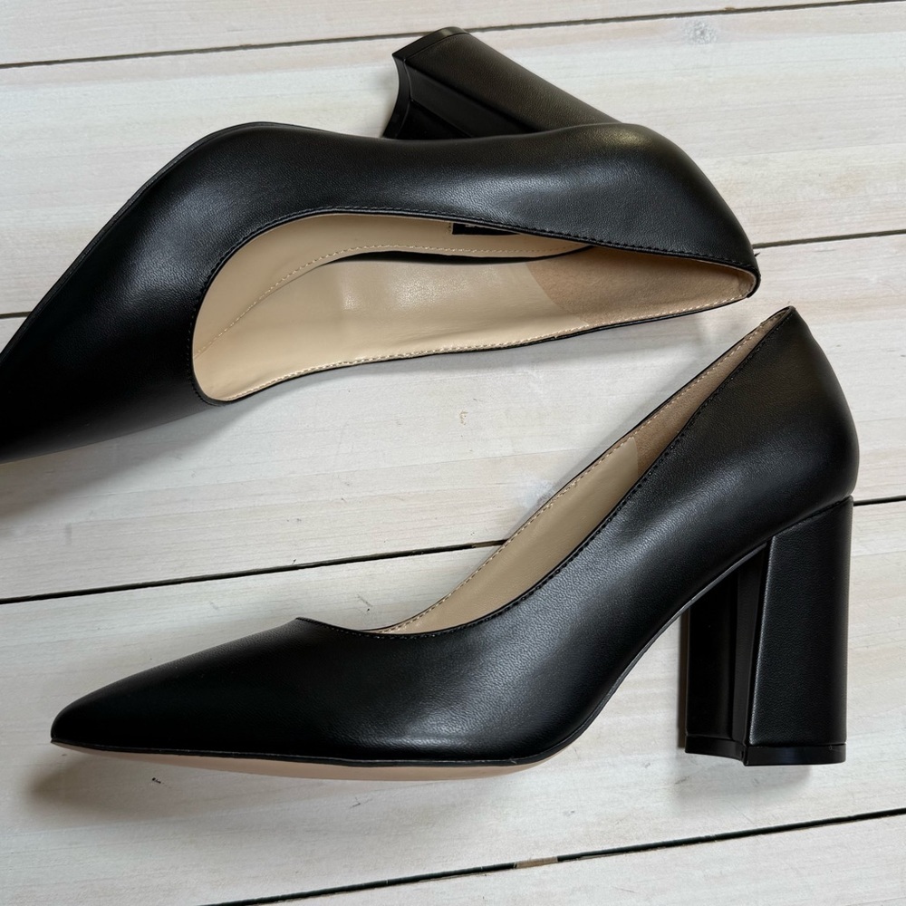 NEW NINE WEST Cara Dress Pumps Size 6.5 Leather Black - Picture 7 of 11